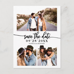 Carte Postale Simple Collage De 3 Photos De Mariage Save The Dat
