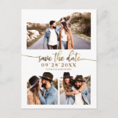 Carte Postale Simple Collage De 3 Photos De Mariage Save The Dat (Devant)