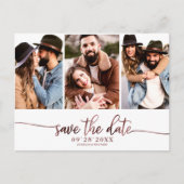 Carte Postale Simple Collage De 3 Photos De Mariage Save The Dat (Devant)