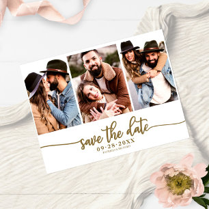 Carte Postale Simple Collage De 3 Photos De Mariage Save The Dat