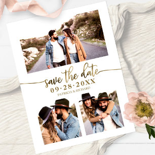 Carte Postale Simple Collage De 3 Photos De Mariage Save The Dat