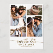Carte Postale Simple Collage De 4 Photos De Mariage Save The Dat (Devant)