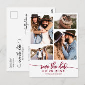 Carte Postale Simple Collage De 4 Photos De Mariage Save The Dat (Devant / Derrière)