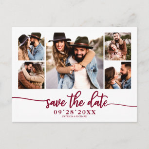 Carte Postale Simple Collage De Photos Moderne Mariage Économise