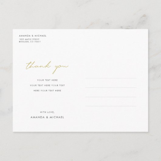 Carte postale simple Collage photo Mariage Merci (Dos)