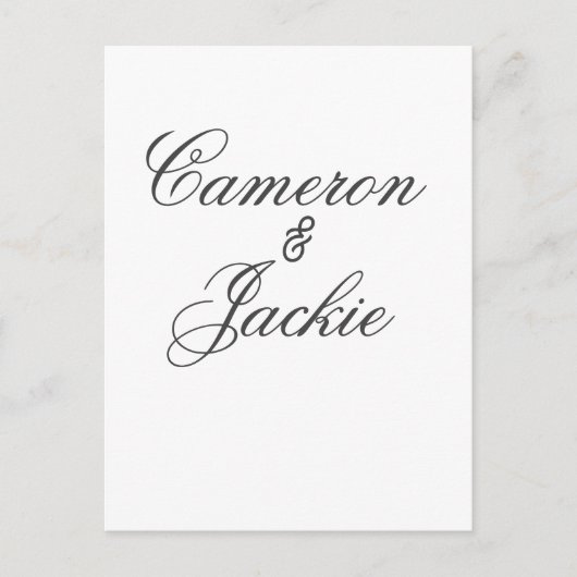 Carte Postale Simple couple de mariage nom calligr stylé élégant (Devant)