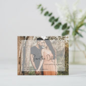 Carte Postale Simple Couple Photo moderne Enregistrer la date (Debout devant)