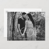 Carte Postale Simple Couple Two B/W Photos Enregistrer la date (Devant / Derrière)
