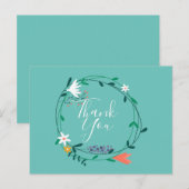 Carte Postale Simple Couronne Florale Script Entreprise Merci (Devant / Derrière)