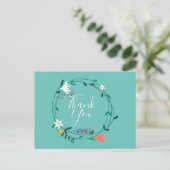 Carte Postale Simple Couronne Florale Script Merci Entreprise (Debout devant)