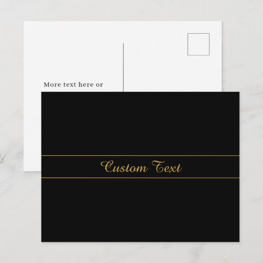 Carte Postale Simple Customizable Gold & Black Text Design  (Devant / Derrière)