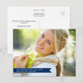 Carte Postale simple de graduation au ruban (Devant / Derrière)