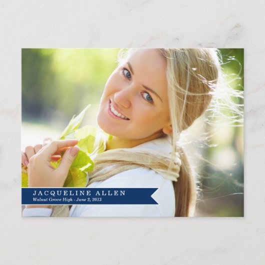 Carte Postale simple de graduation au ruban (Devant)