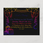 Carte postale simple de l'invitation d'anniversair (Devant)