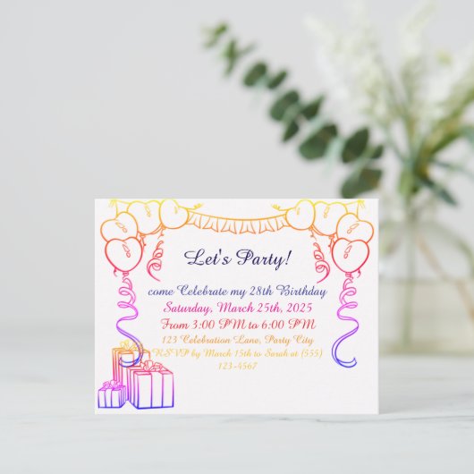 Carte postale simple de l'invitation d'anniversair (Debout devant)