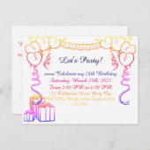 Carte postale simple de l'invitation d'anniversair (Devant / Derrière)