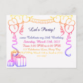 Carte postale simple de l'invitation d'anniversair (Devant)