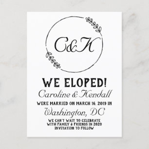 Carte postale simple de mariage avec branche d'oli