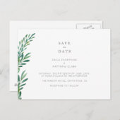 Carte postale simple de mariage avec feuillage à s (Devant / Derrière)