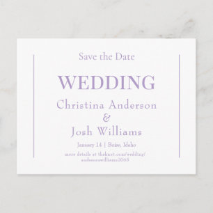 Carte postale simple de mariage lavande pour annon