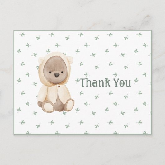 Carte postale simple de remerciement avec un ours (Devant)