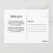 Carte postale simple de remerciement pour la remis (Dos)