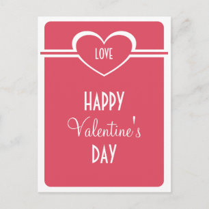Carte postale simple de Saint-Valentin de coeur,