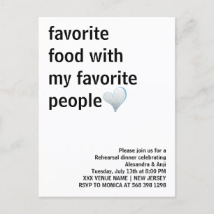 Carte Postale Simple dîner de répétition minimaliste noir et bla