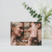 Carte Postale Simple Dusty Blue Boho Enregistrer la date QR Code (Debout devant)