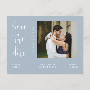 Carte Postale Simple Dusty Blue Photo Code QR Enregistrer la dat