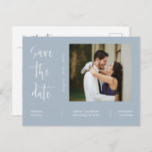 Carte Postale Simple Dusty Blue Photo Code QR Enregistrer la dat (Devant / Derrière)