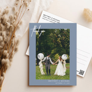 Carte Postale Simple Dusty Blue Photo Merci moderne