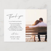 Carte Postale Simple Dusty Blue Script Photo Mariage Merci (Devant)