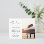 Carte Postale Simple Dusty Blue Script Photo Mariage Merci (Debout devant)