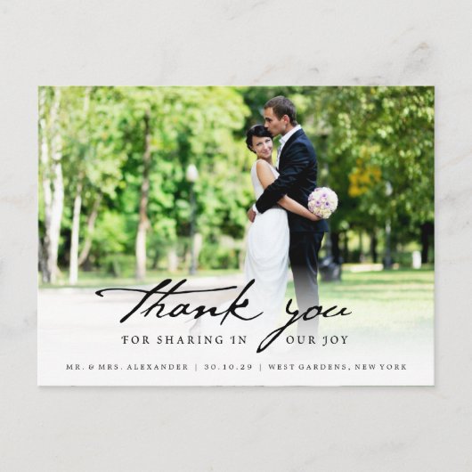 Carte Postale Simple écriture manuscrite Script Classy Mariage M (Devant)