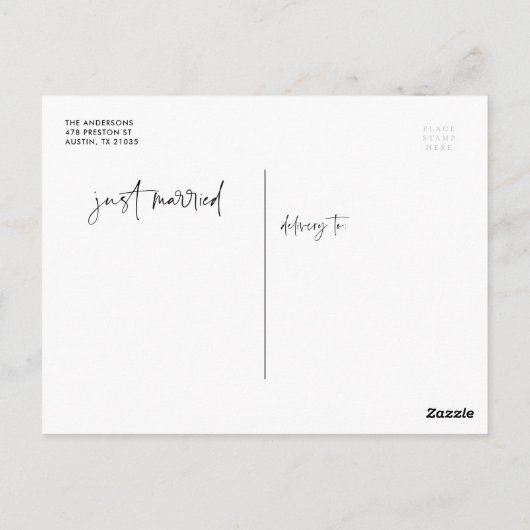 Carte Postale Simple écriture manuscrite script juste marié Mari (Dos)