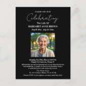 Carte Postale Simple Elegant Celebration Of Life Photo  (Devant)