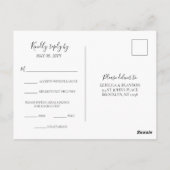 Carte Postale Simple élégant choix de repas Mariage RSVP (Dos)