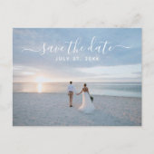 Carte Postale Simple Élégant Enregistrer La Date Photo Plage Mar (Devant)