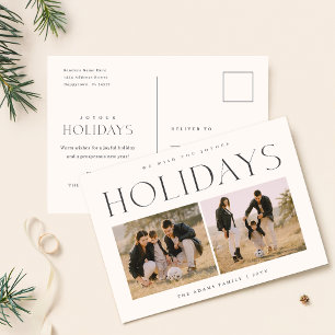 Carte Postale Simple Elegant Famille Deux photo Joyous Holiday