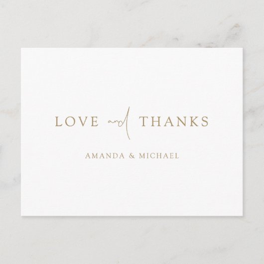 Carte Postale Simple Elegant Gold Wedding Thank You (Devant)