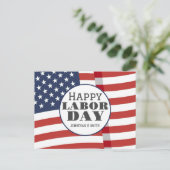 Carte Postale Simple Elegant Labor Day avec drapeau américain (Debout devant)