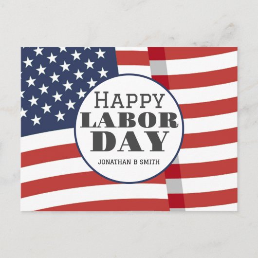 Carte Postale Simple Elegant Labor Day avec drapeau américain (Devant)