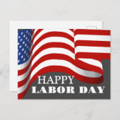 Carte Postale Simple Elegant Labor Day avec drapeau américain (Devant / Derrière)