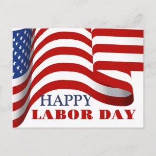 Carte Postale Simple Elegant Labor Day avec drapeau américain