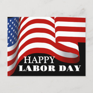 Carte Postale Simple Elegant Labor Day avec drapeau américain