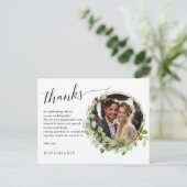 Carte Postale Simple, élégant, mariage "Merci" 1 Photo (Debout devant)