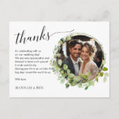 Carte Postale Simple, élégant, mariage "Merci" 1 Photo (Devant)