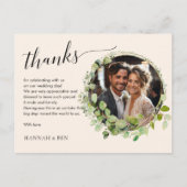 Carte Postale Simple, élégant, mariage "Merci" 1 Photo (Devant)