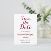 Carte Postale Simple Elegant Marsala Mariage blanc Enregistrer l (Debout devant)